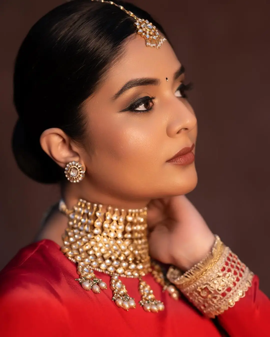 ETV Actress Sreemukhi in Red Lehenga Choli